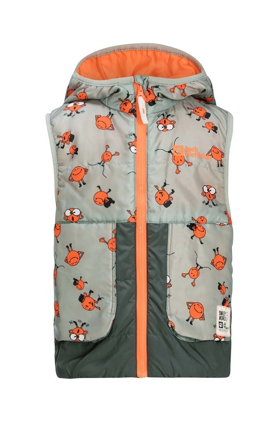 Dětská vesta Jack Wolfskin SMILEYWORLD AOP VEST s podšívkou šedá 1610781.