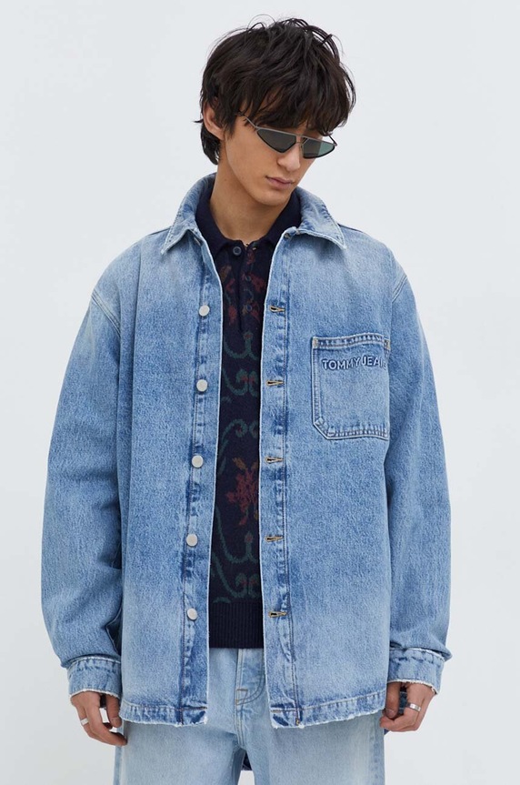 Дънково яке Tommy Jeans без качулка син DM0DM18262