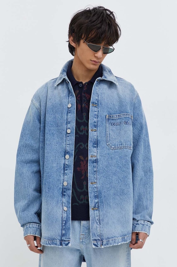 Дънково яке Tommy Jeans без качулка син DM0DM18262