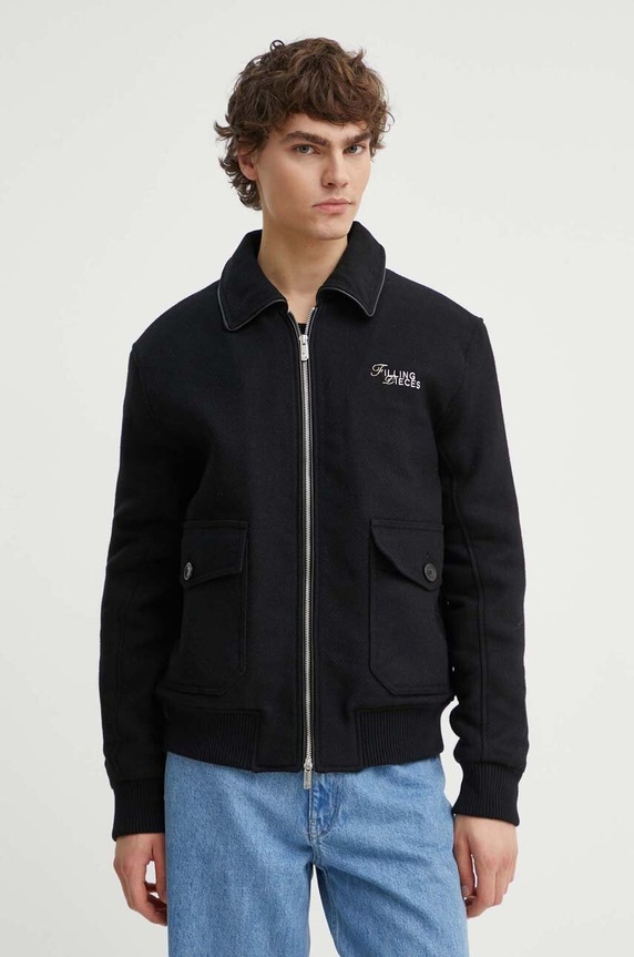 Vlněná bunda Filling Pieces přechodné černá 78634101861
