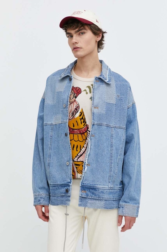 Desigual kurtka jeansowa ROLANDO bez kaptura niebieski 24SMED05