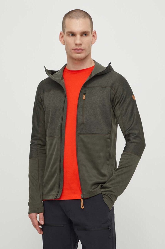 Спортен суичър Fjallraven Abisko с качулка зелен F82257.662