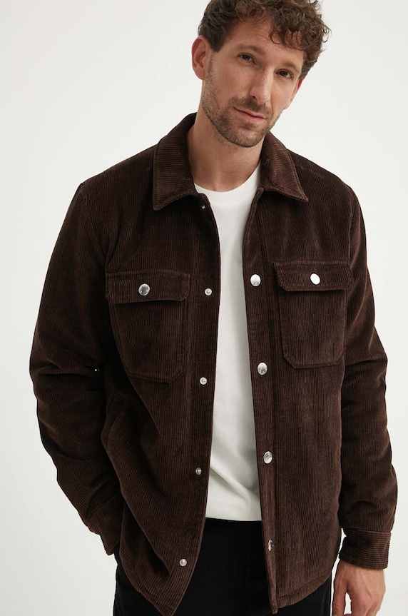 Menčestrová bunda A.P.C. Blouson Alex jemné zateplenie hnedá COGVV.H02625.CAE