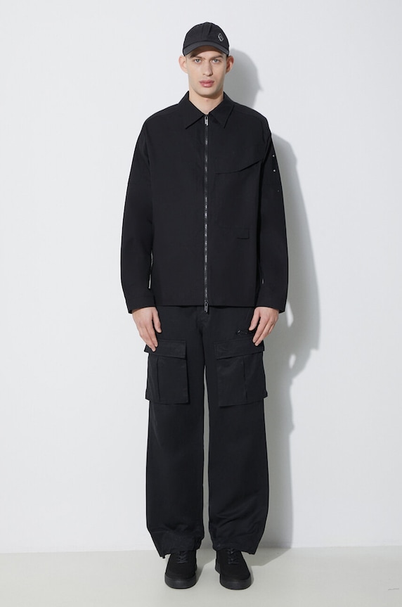 Бавовняна куртка A-COLD-WALL* Zip Overshirt ACWMSH138A чорний SS24