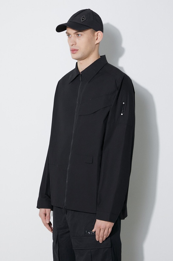 Бавовняна куртка A-COLD-WALL* Zip Overshirt чорний ACWMSH138A