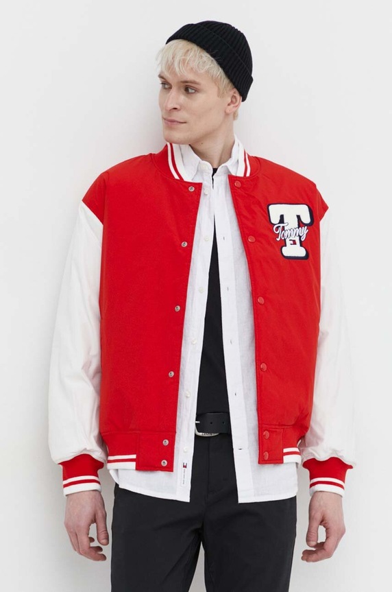 Tommy Jeans kurtka bomber bez kaptura czerwony DM0DM18702