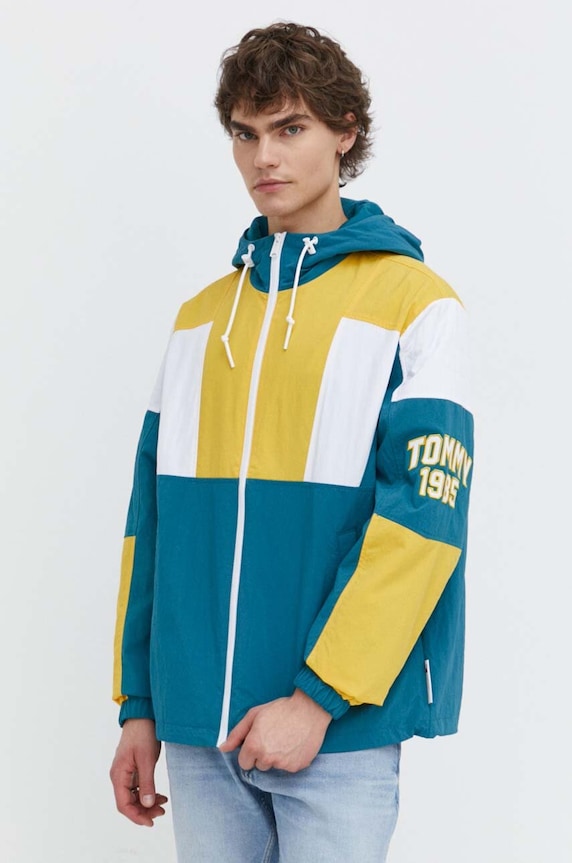 Bunda Tommy Jeans s kapucí vícebarevná DM0DM19165