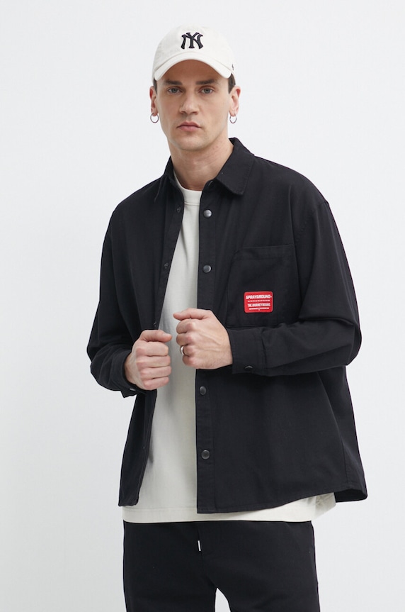 Rifľová košeľa Sprayground relaxed čierna SP331