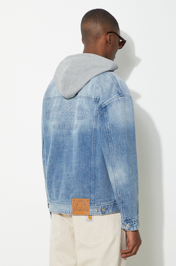 Ρούχα Τζιν μπουφάν Evisu Seagull & Evisu Embossed 2ESHTM4DJ8080 μπλε