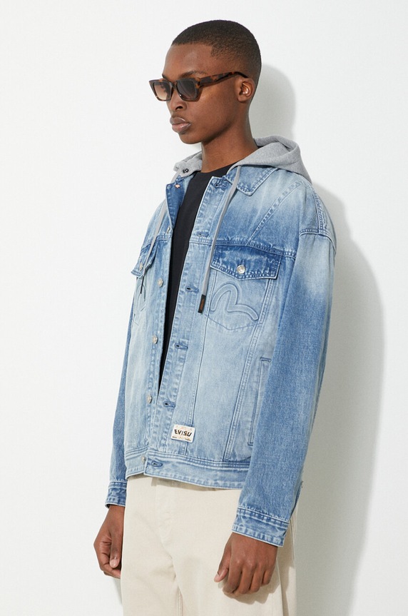 Τζιν μπουφάν Evisu Seagull & Evisu Embossed μπλε 2ESHTM4DJ8080