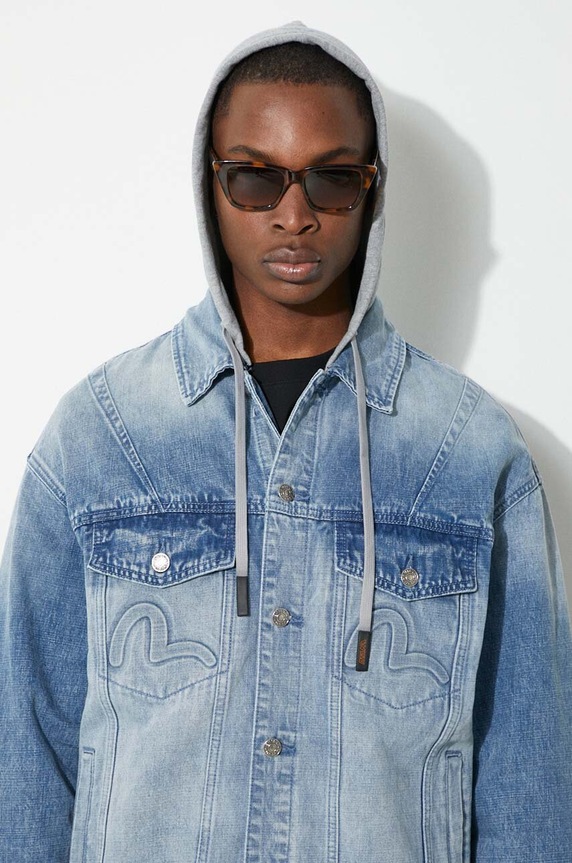 Τζιν μπουφάν Evisu Seagull & Evisu Embossed 2ESHTM4DJ8080 μπλε