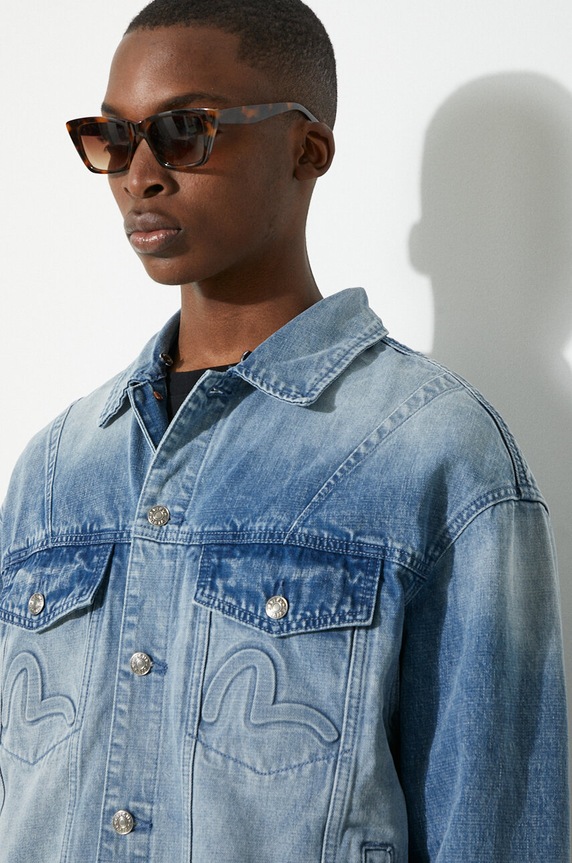 Τζιν μπουφάν Evisu Seagull & Evisu Embossed 2ESHTM4DJ8080