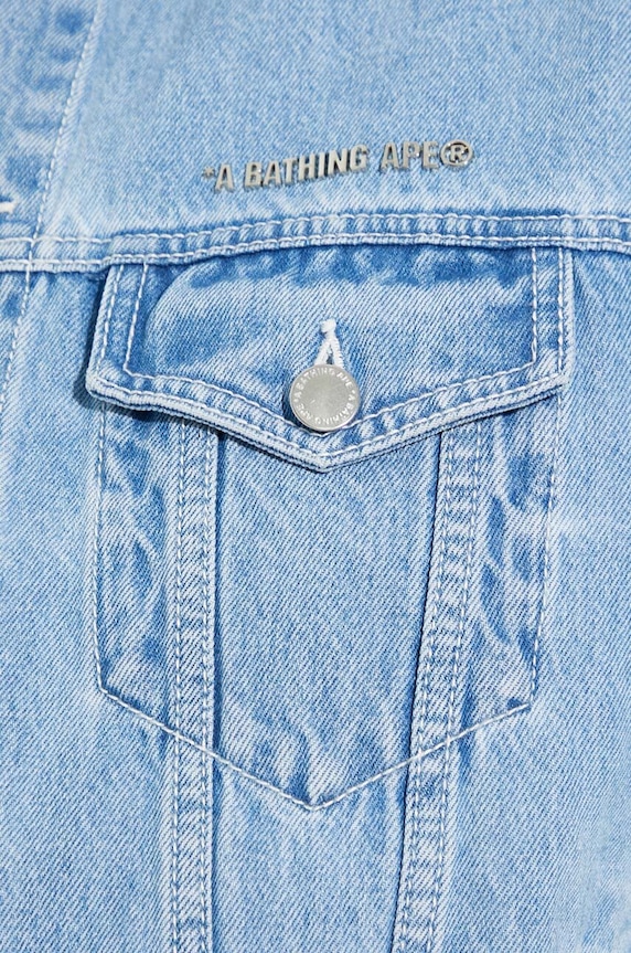 A Bathing Ape giacca di jeans Metal Logo Pin Denim Jacket 1J80140056
