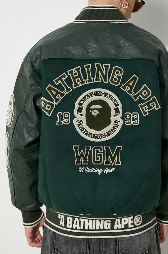 Вовняна куртка-бомбер A Bathing Ape Bape Patch Coach Jacket 1J80141058