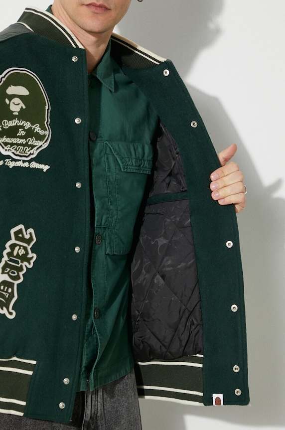 Вовняна куртка-бомбер A Bathing Ape Bape Patch Coach Jacket 1J80141058