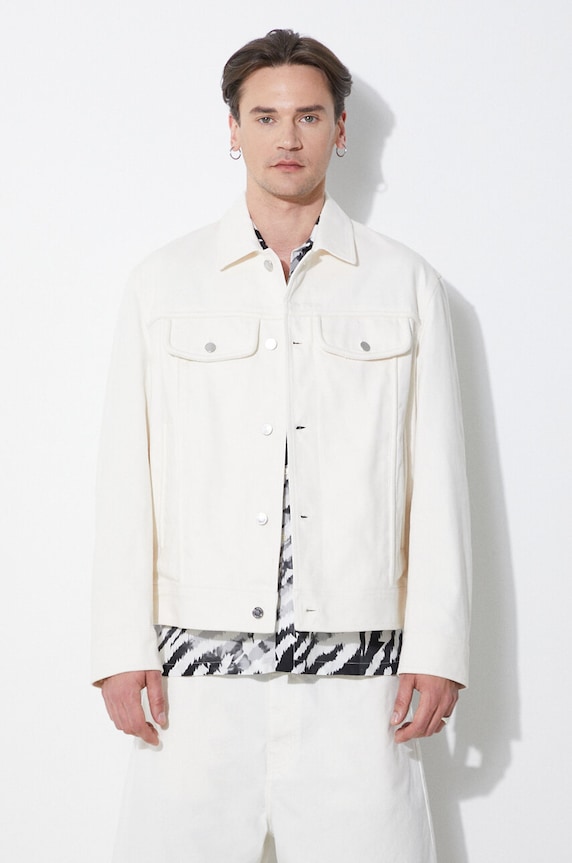 Neil Barrett jacheta de bumbac Slim Front Pockets Jean Jacket necaptusit bej MY11089A.Y029.108N