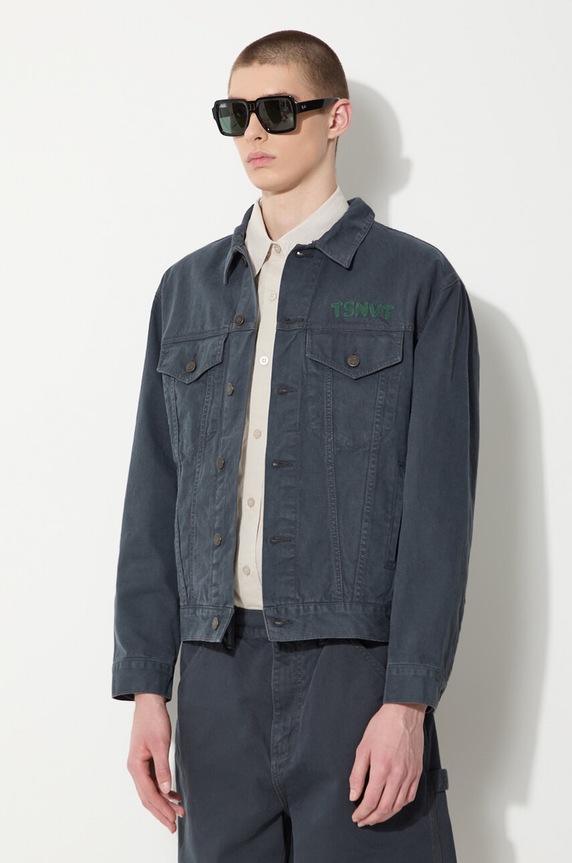 thisisneverthat geacă din denim Trucker bleumarin TN241WOWLS06