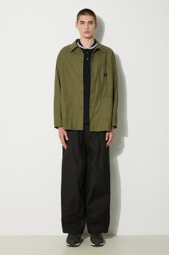 Needles camicia in cotone D.N. Coverall OT179 verde SS24