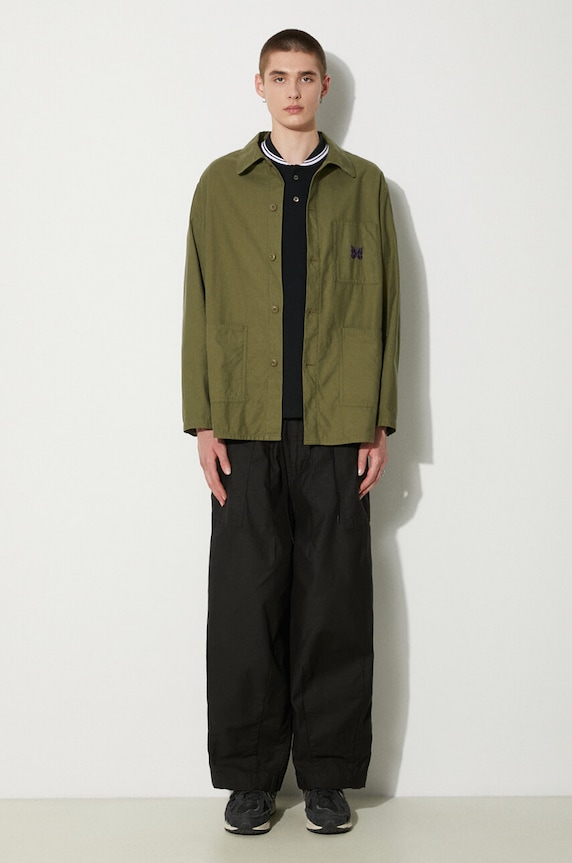 Needles camicia in cotone D.N. Coverall OT179 verde SS24