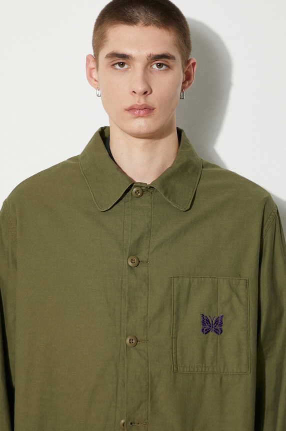 Needles camicia in cotone D.N. Coverall OT179 verde