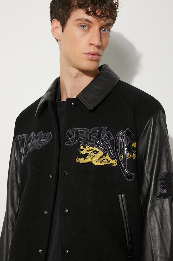 Vlněná bunda Awake NY Varsity Jacket SP24.OT001 černá