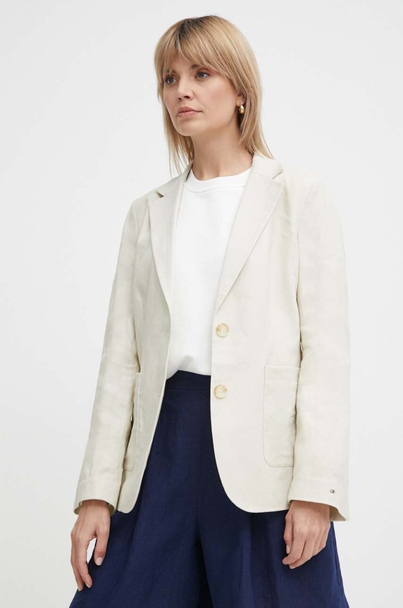 Tommy Hilfiger marynarka lniana tkanina beżowy WW0WW42454