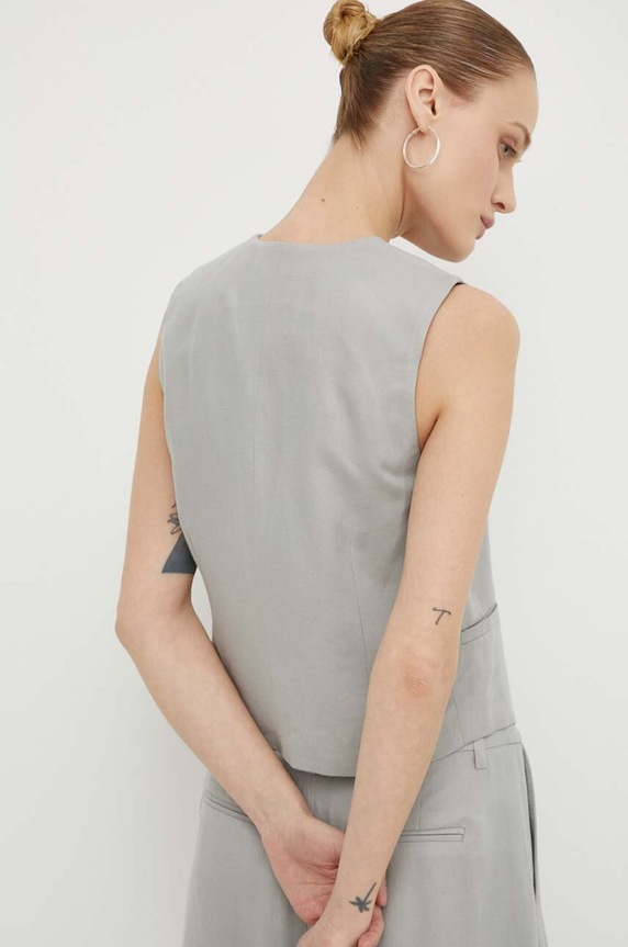 Ruházat Herskind mellény vászonkeverékből Mister 5113840 szürke