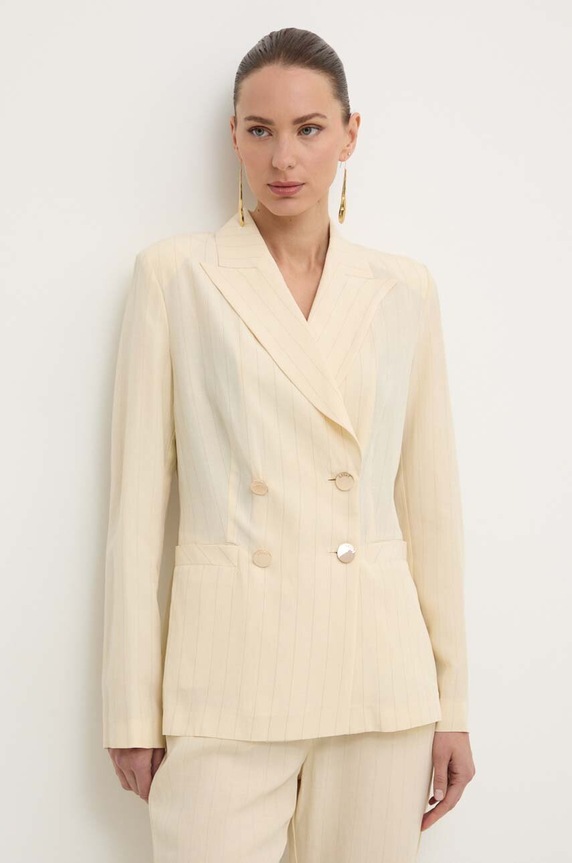 Blazer με μείγμα λινών Liu Jo ύφασμα μπεζ MA4049.T4818