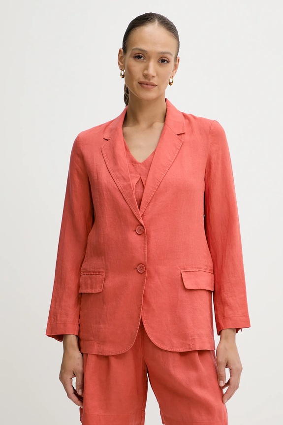 United Colors of Benetton sacou cu un singur rând de nasturi de damă din in roz 2AGHDW00R