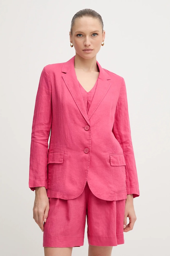 United Colors of Benetton sacou cu un singur rând de nasturi de damă de in roz 2AGHDW00R