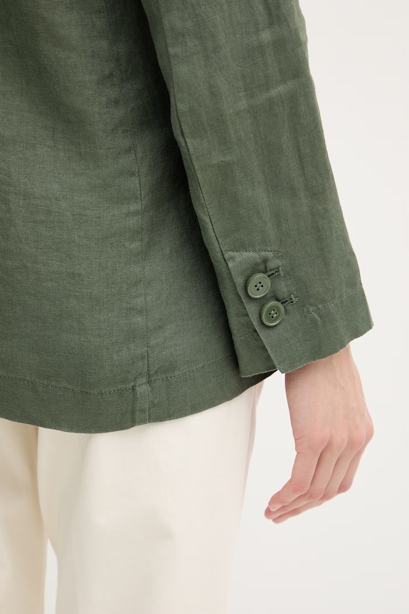 United Colors of Benetton sacou cu un singur rând de nasturi de damă din in 2AGHDW00R verde