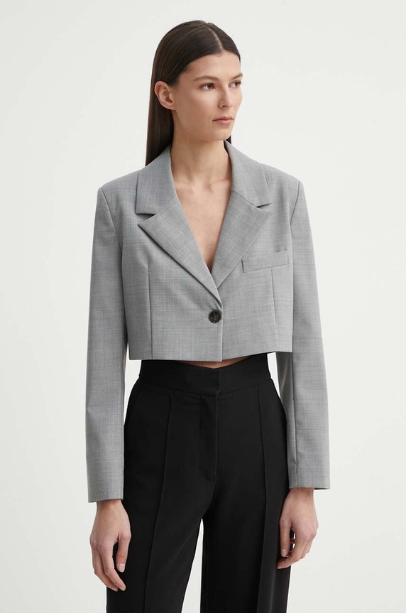 Blazer s příměsí vlny Alohas látka šedá R100502