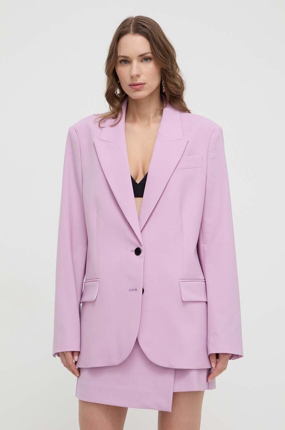 Karl Lagerfeld blézer gyapjú keverékből szövet rózsaszín 241W1406