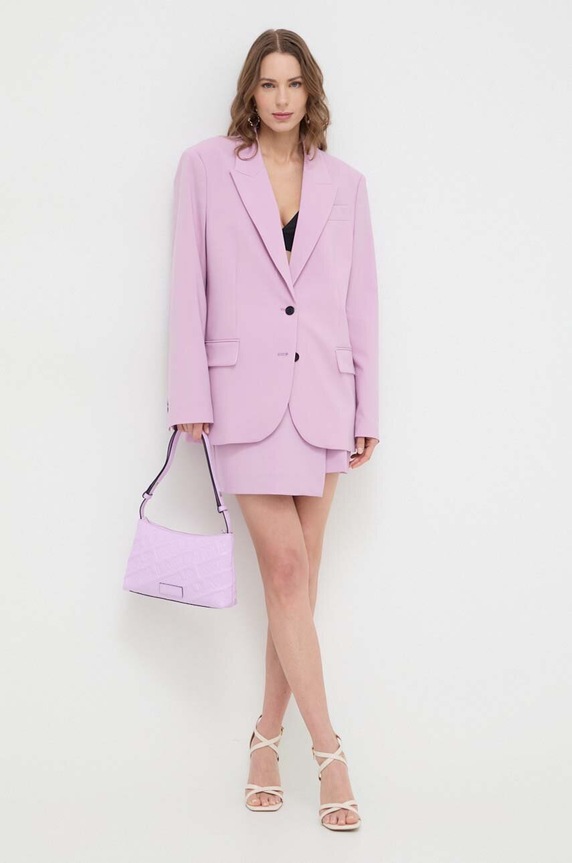 Karl Lagerfeld blézer gyapjú keverékből 241W1406 rózsaszín SS24