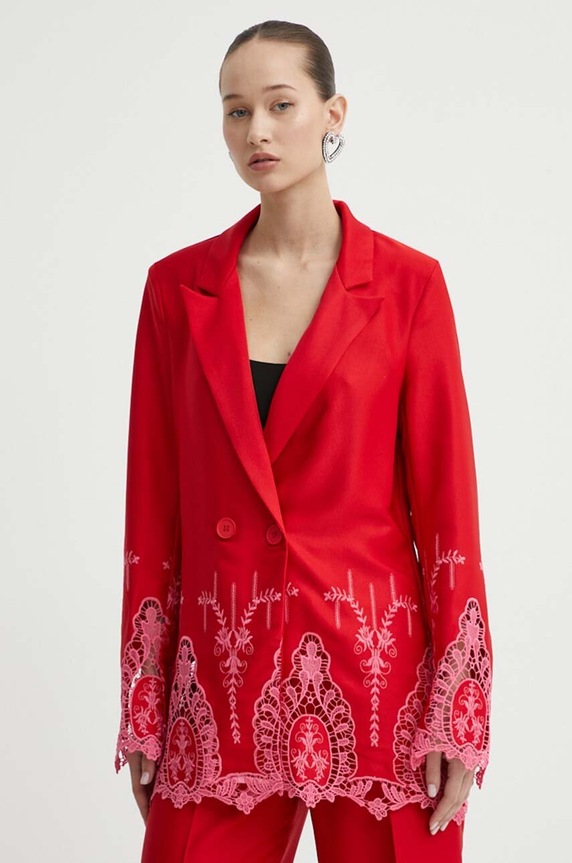 Never Fully Dressed marynarka aplikacja czerwony NFDOU303.Red
