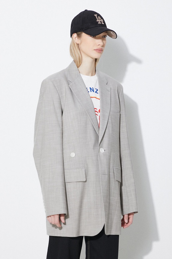 Clothing Kenzo wool jacket Solid Kimono Blazer FE52VE2469RB.96 gray
