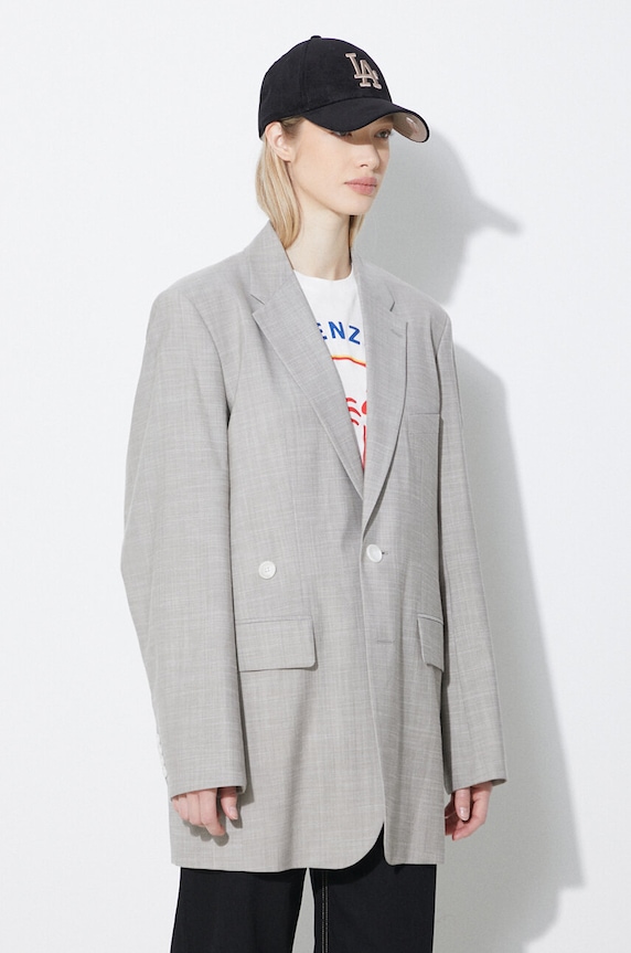Clothing Kenzo wool jacket Solid Kimono Blazer FE52VE2469RB.96 gray