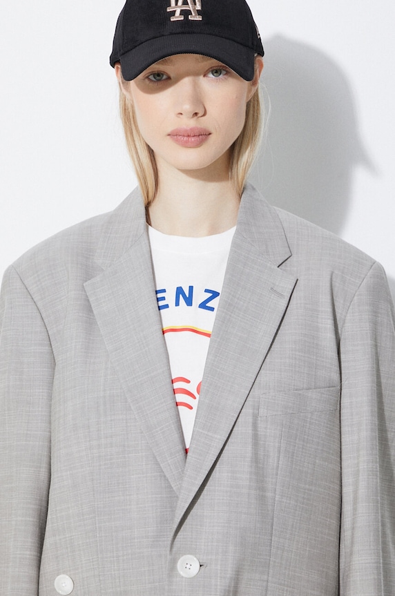 Kenzo wool jacket Solid Kimono Blazer gray FE52VE2469RB.96