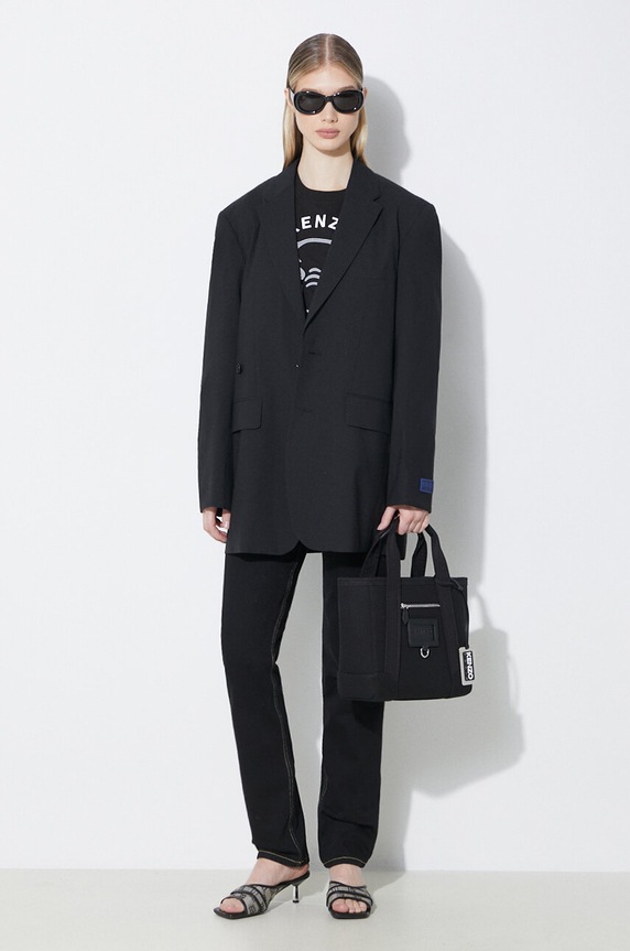 Шерстяной пиджак Kenzo Solid Kimono Blazer FE52VE2469RB.99 чёрный AA00