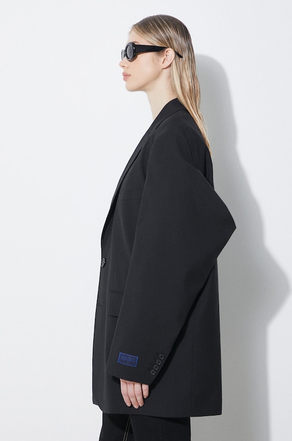 Шерстяной пиджак Kenzo Solid Kimono Blazer чёрный FE52VE2469RB.99