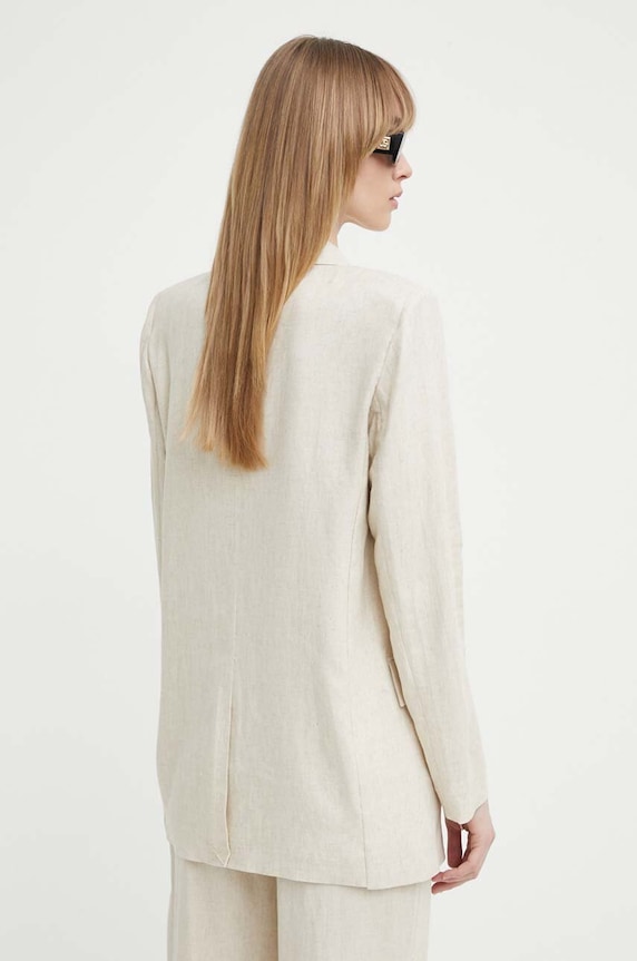 Odzież Bruuns Bazaar marynarka z domieszką lnu OxalisBBFreida blazer BBW3938 beżowy