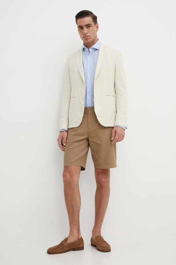 Sisley marynarka bawełniana 2WMDSW01U beżowy SS24