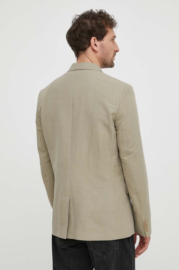 Ruházat Calvin Klein blézer vászonkeverékből K10K112649 bézs