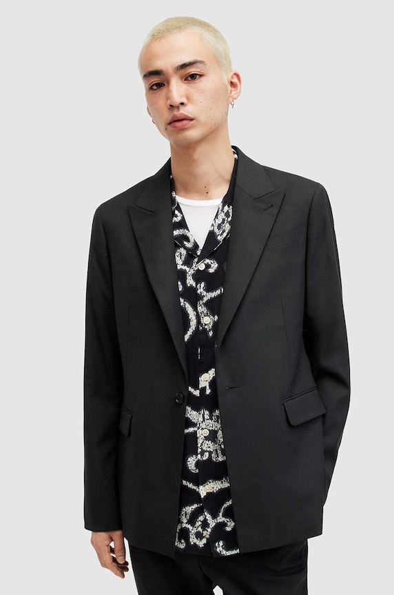 AllSaints sacou din lana Dima cu captuseala negru MJ201Z