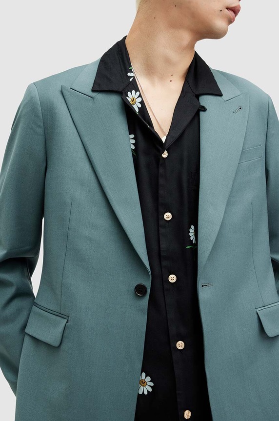 Oblečenie Vlnené sako AllSaints MOAD BLAZER MJ553Z tyrkysová