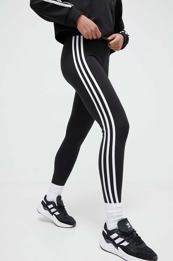 adidas Originals colanți 3-Stripe Leggings 3-Stripes tricotaj negru IP2968