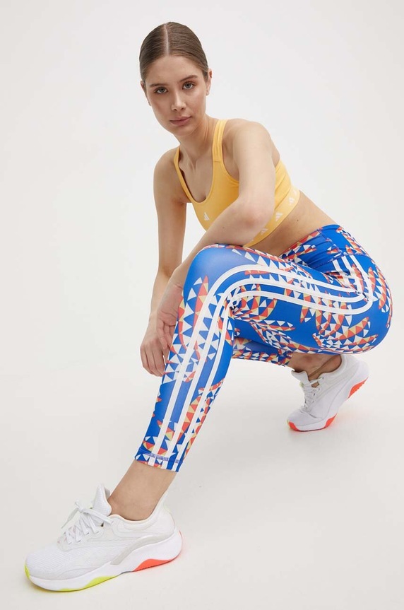 Tréninkové legíny adidas Performance x FARM Rio IQ4508 modrá SS24