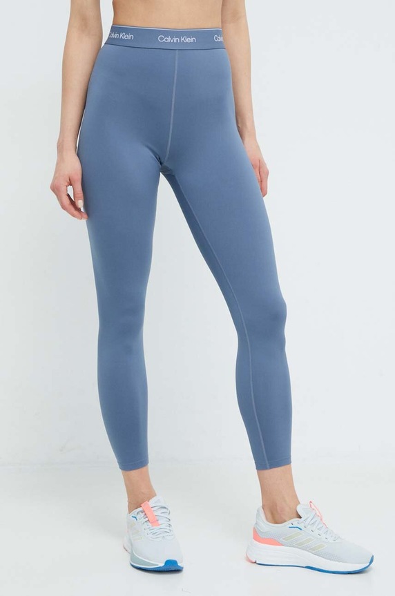 Tréningové legíny Calvin Klein Performance s elastanom modrá 00GWS4L633