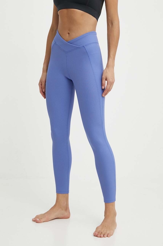 Reebok legginsy do jogi Lux Studio Rib z elastanem fioletowy 100076344