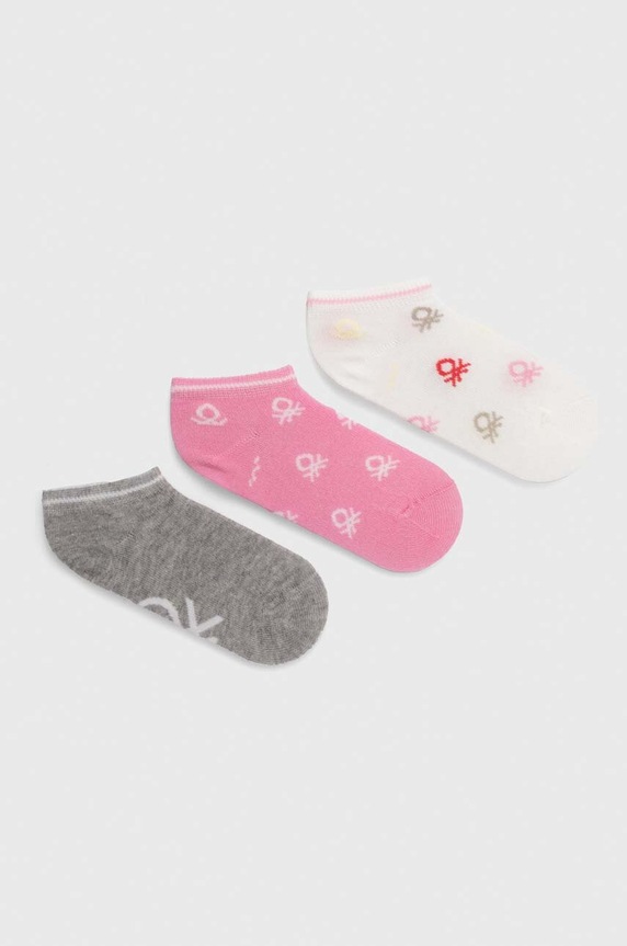 Dětské ponožky United Colors of Benetton 3-pack krátké ponožky růžová 6AO307032.G.Seasonal